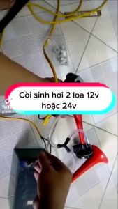 Còi sinh hơi 2 loa đỏ 12v 24v