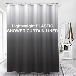 1Pc Gray Gradient Shower Curtain with Plastic Hooks Peva Plastic Bath Curtain Liner with Metal Grommets Bathroom Partition