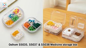 Oxihom Kotak Obat Harian Tempat Obat Harian Kotak Perhiasan Accesories Mini Transparant