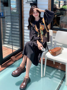 Early Autumn Fashionable Colorful Knitted Vest Dress Two-Piece Set Art Student Style Polyester Fiber Long Sleeve Loose Waist