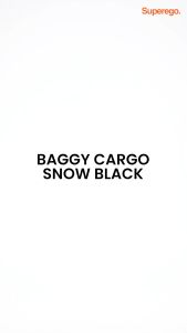 Superego Baggy Relaxed Cargo Denim Pants Snow Black BCD01C