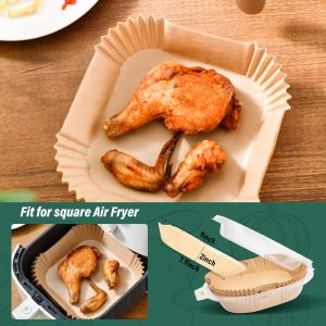 50/100Pcs Air Fryer Disposable Paper Non-Stick Airfryer Baking Round and Square Air-Fryer Paper Liners Paper Kitchen Accessories
