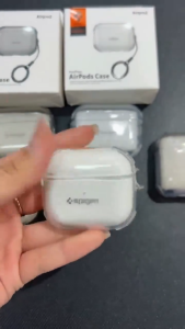 SPIGEN เคสใสทนทานสําหรับ AirPods 4 ANC TPU พร้อมพวงกุญแจ AirPod 3/Pro 3 เคสป้องกันรอย