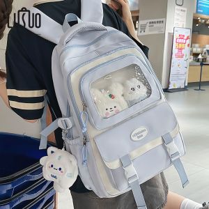 Blue School Backpack for Junior High School Girls Ins High Value 2025 New Style Double Shoulder Bag Sweet College Style