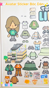 (5B)Bộ Avatar Sticker đồ chơi bóc dán búp bê giấy dễ thương cho bé gái
