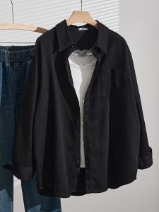 plus Size Loose Fit Long Sleeve Pure Cotton Casual Shirt Womens Early Autumn 300 Pounds Extra Large Casual Outerwear Top