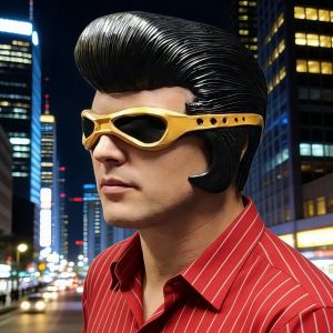 Realistic Half Face Elvis Latex Mask - Retro Style Costume Prop For Stage Performances Halloween Events