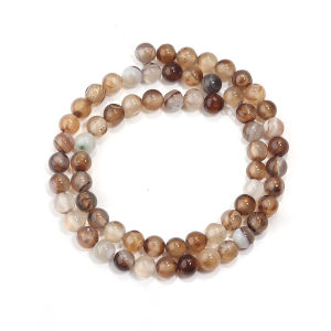 Hạt Đá Agate Sọc Nâu Nhạt Tự Nhiên 4-12mm Hình Tròn Để Làm Đồ Trang Sức Tự Chế Vòng Tay Vòng Cổ Gói Hạt Agate Sọc