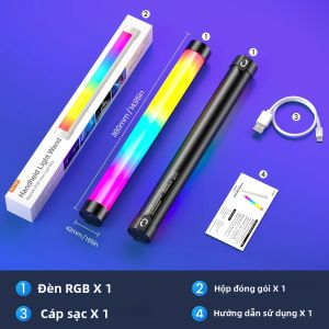 Đèn LED RGB Cầm Tay Dạng Que Cho Ảnh Video Selfie Phát Trực Tuyến Đèn Nền Không Dây Quay Phim Studio Với Nguồn Cấp USB