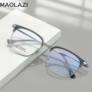 MAOLAZI Fashion Luxury Ultra Light Glasses Retro Square Eyewear Comfortable Optical Prescription Eyeglasses Frame For Men 68815L