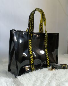 transparan tas plastik kekinianmika tebal hitam slempang