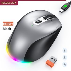 NexusClick Rechargeable Wireless Mouse Ergonomic with Thumb RestDual Mode RGB BacklitSilent ClickMulti-Devicefor PC Office