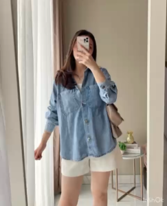 SJM KEMEJA OVERSIZED DENIM LENGAN PANJANG IMPORT BKK 8374