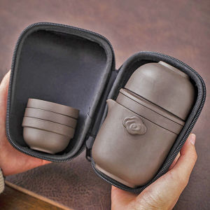 Portable Luxury Travel Tea Set Purple Clay Guest Cup Reasonable Owner Cup Separate Tea Water One Pot Four Cups Complete Set