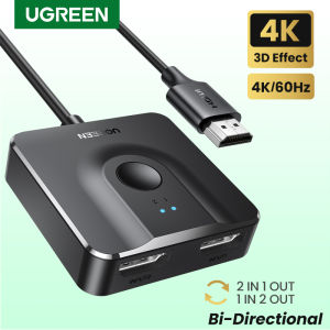 UGREEN 2-Port HDMI-compatible Switch 4K 60Hz Switcher Splitter (two cut one / one point two)for Switch Xbox PS4 Monitor Box with 1m HDMI Cable