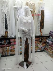 Kebaya Akad Semata Kaki Bahan Brokat Payet