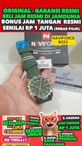Jam Tangan Naviforce Original - Naviforce 8023 - Men La - Kulit - Hijau - Jamdunia / Jam dunia JD18