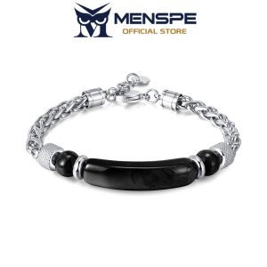 MENSPE Mens Bracelet Woven PU Leather Rope Silver Stainless Steel Jewelry Bracelet Fashion Magnetic Buckle Bracelet Boyfriend Gift Fashion Jewelry Accessories for Men Gift Package