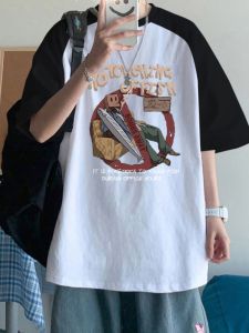 Áo Thun Cotton Tay Ngắn Mùa Hè Cho Nam Dáng Rộng Thoải Mái in Họa Tiết Hoạt Hình Thời Trang Thường Ngày