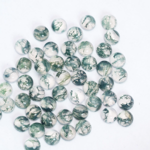Fine Natural Agate Round Shape Flat Back Cabochon Moss Agate Stone Loose Stone for DIY Jewelry Accessories Jewelry Making