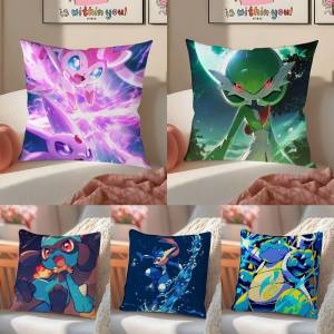 Bandai | Pokemon Rayquaza Anime Plush Pillow Cover Soft Short Plush Cushion Cover For Sofa Bedroom Home Decor Gift Decoration