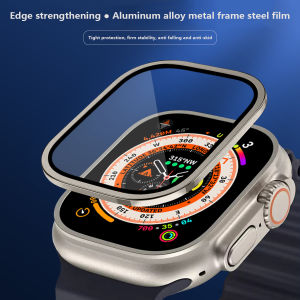 Tempered Glass For Apple Watch Ultra 49mm Metal Bumper Screen Protector Accessories Anti-Scratch HD Full Film For iWatch Ultra and Ultra 2 49 mm