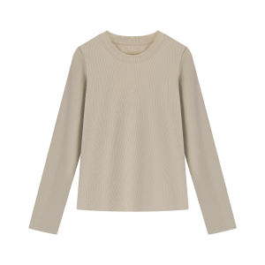 White Basic Long Sleeve round Neck T-Shirt Womens Slim Fit Casual Inner Wear Top for Autumn Winter Simple Stylish Base Layer