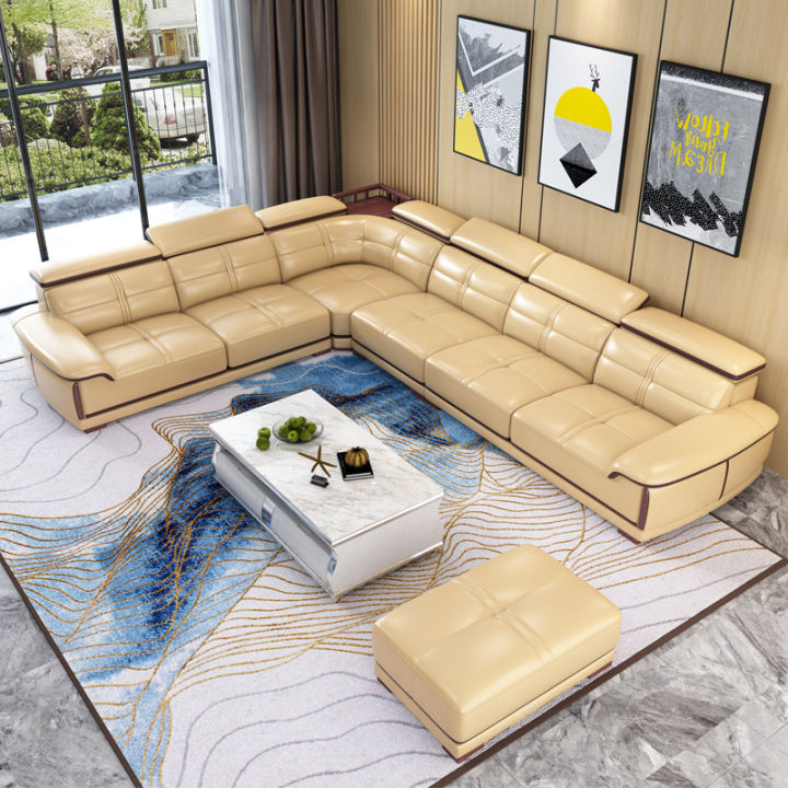 Genuine Leather Corner Sofa Large and Small Apartment Modern Simple