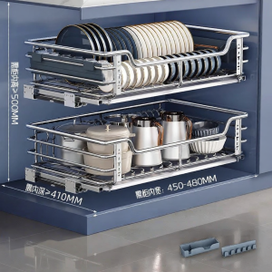 SHENYUAN | Double-layered Drawer Kitchen Storage Basket Stainless Steel 304