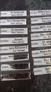 Nama dada name tag bahan stainless warna silver