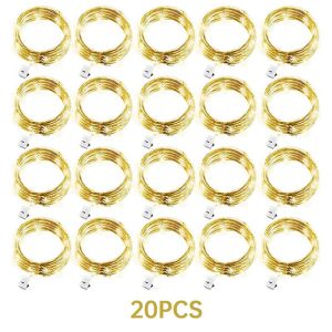 20 Pack String Fairy Lights 20Led 2M Silver Copper Wire Battery Powered Decorations Lights For Wedding Party Christmas Decor