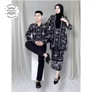 Set Tenun Couple Outer Rok Kemeja Madam Black NTT
