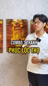 Tranh Treo Tường Chữ Thư Pháp - Phúc Lộc Thọ - Tranh Laminate Tráng Gương (Bộ 3 Tấm) - Newshop