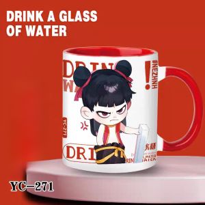SHIPAILUO | Tách thủy tinh sứ động vật dễ thương 301-400ml Tách cốc cà phê hoạt hình cổ tròn đa năng phong cách Nhật Bản Trung Quốc