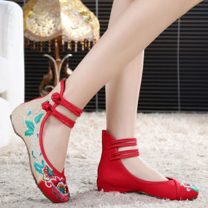 Dance Shoes Embroidered Canvas Soles