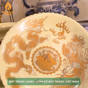 Mâm Bồng Ban Thờ Bát Tràng 9 Kích Thước Đĩa Trái Cây Mâm Bầy Ngũ Quả Ban Thờ Mâm Cúng Men Ngà Vàng Kim