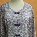 Atasan kebaya wanita ungu muda pastel lilac L cewek MEWAH lengan panjang kancing model cheongsam. 