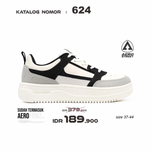 Aerostreet 37-44 Brooklyn Natural Hitam Hitam - Sepatu Sneakers Casual Sport