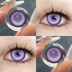 VISUASHOW 2Pcs Anime Cosplay Colored Contact Lenses Myopia Big Eye Half a Year Use Soft Lens for Party Cosmetic Beauty Makeup