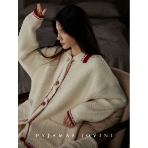 Warm Coral Fleece Half-Velvet Padded Sleepwear Set