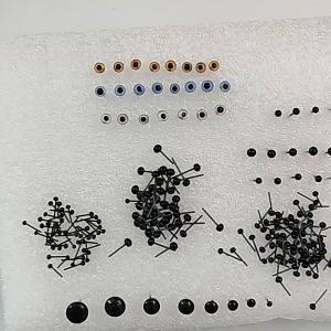 Mắt thú thuỷ tinh tròn màu đen nhiều kích cỡ có chân thép gắn đồ handmade thú len đan móc | Xiaoxings Yarn