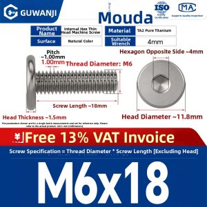 GUWANJI | Titanium Alloy Flat Head Thin Screw
