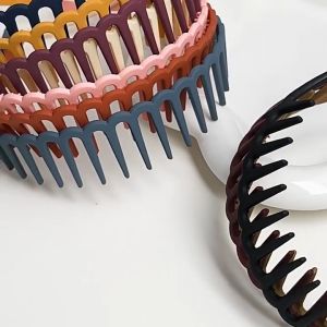 คาดผมเกาหลี รูปแบบ ใช้คาดผม สีส้มอิฐ พลัส พลาสติกกันลื่น ที่คาดผม สีพื้น