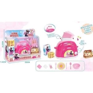 Mini Dollhouse Kitchen Playset Doll Miniature Playhouse Toaster Toys with Music Lighting Pretend Play