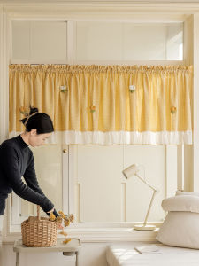 Modern Minimalist Bathroom Door Curtain Semi-Curtain Decorative Magic Adhesive Non-Intrusive Nordic Style Home Fabric Art