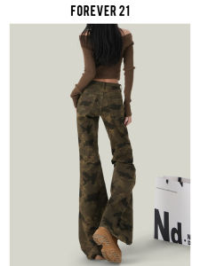 Low Waist Bell Bottom Denim Jeans Womens New Style Forever 21 High Street Spicy Girl Retro Camouflage Micro Flared Long Pants