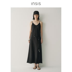INSIS FEMME | Washed Pure Linen Summer Simple Stylish Bias Cut Frayed Camisole Dress