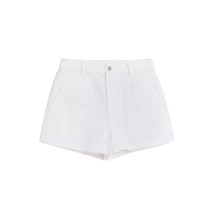 Alright Then Retro Tri-Color Heavyweight Cotton Workwear Shorts with Large Pockets Washed Natural Waist Straight Leg Pants