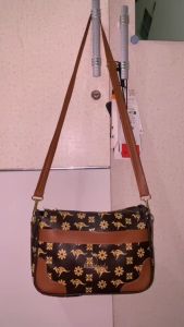 Tas Selempang Wanita Pola Floral Elegan Warna Coklat
