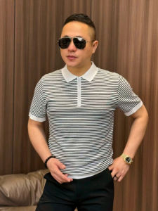 New Summer Mens Fashionable Breathable Business Short Sleeve T-Shirt Collared Lightweight Versatile Trendy Cool Standard Fit